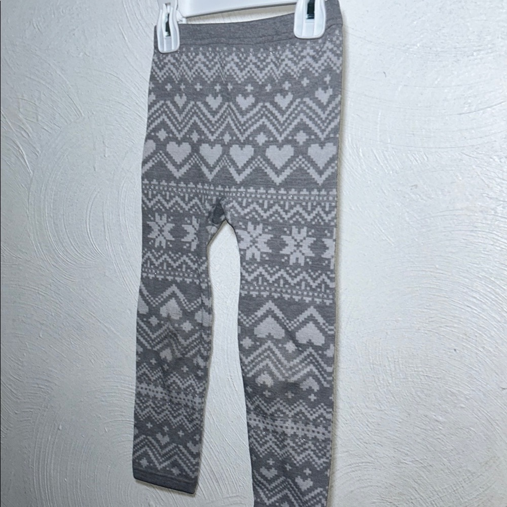 Gray Nordic Patterned Leggings Cozy Winter Bottoms